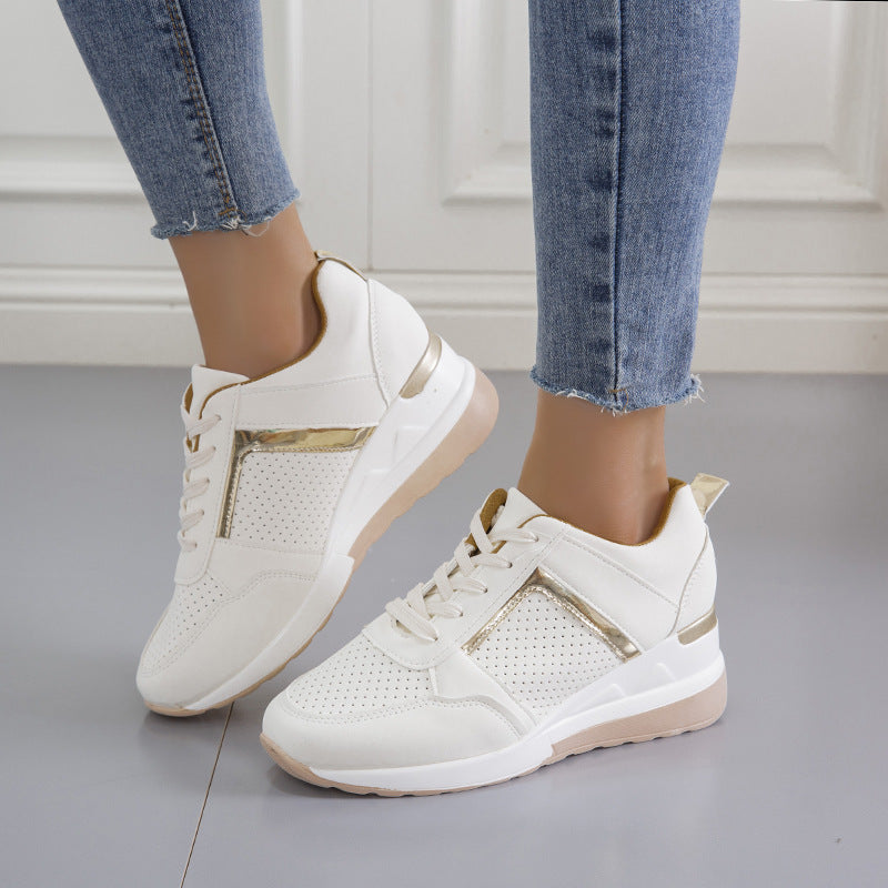 Sneakers Platform Wedge Heel Casual Shoes Lace-up Mesh Sneakers