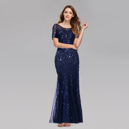 Summer And Autumn Dress European And Beautiful Women Host Sequin Evening Dress - Glamour Gale