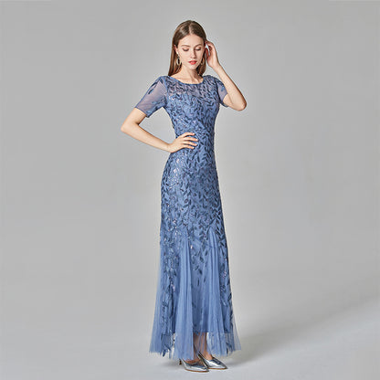 Summer And Autumn Dress European And Beautiful Women Host Sequin Evening Dress - Glamour Gale