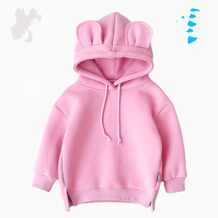 Cartoon Solid Color T-shirt Sweater Fleece Long-sleeved Hooded Children's T-shirt