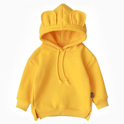 Cartoon Solid Color T-shirt Sweater Fleece Long-sleeved Hooded Children's T-shirt