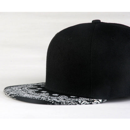 Cashew Flower Korean Hip-hop Hat Flat Brim Hat Fashion Print Baseball Cap For Men