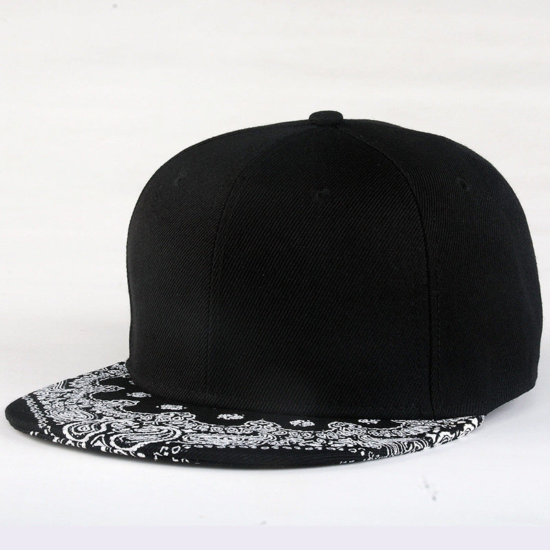 Cashew Flower Korean Hip-hop Hat Flat Brim Hat Fashion Print Baseball Cap For Men