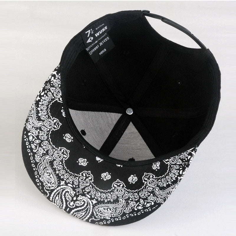 Cashew Flower Korean Hip-hop Hat Flat Brim Hat Fashion Print Baseball Cap For Men