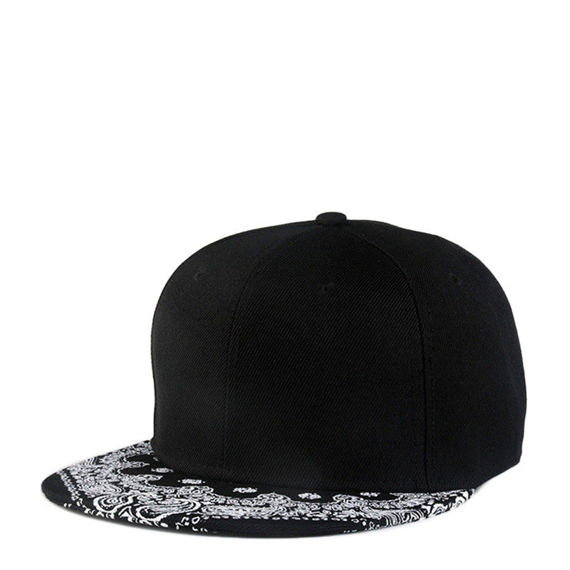 Cashew Flower Korean Hip-hop Hat Flat Brim Hat Fashion Print Baseball Cap For Men