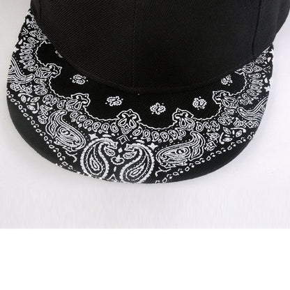 Cashew Flower Korean Hip-hop Hat Flat Brim Hat Fashion Print Baseball Cap For Men