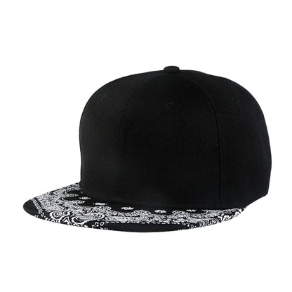 Cashew Flower Korean Hip-hop Hat Flat Brim Hat Fashion Print Baseball Cap For Men