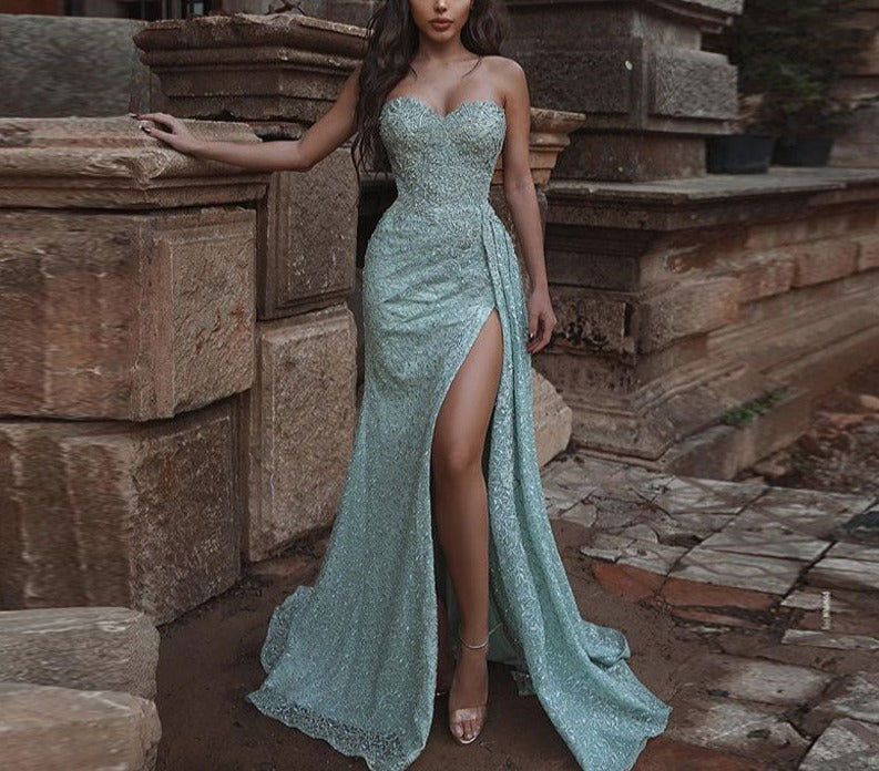 Sexy strapless slim gown