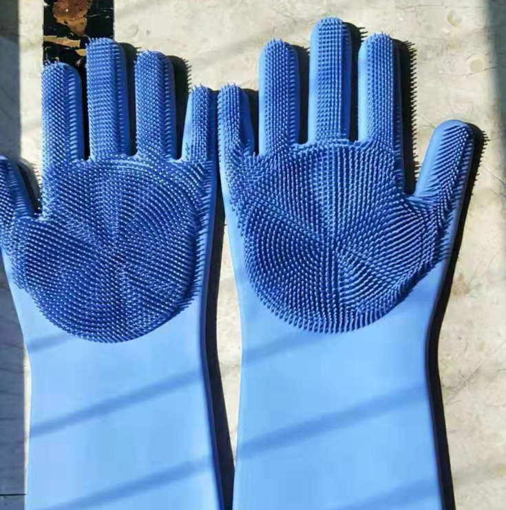 Silicone dishwashing gloves pet brush gloves