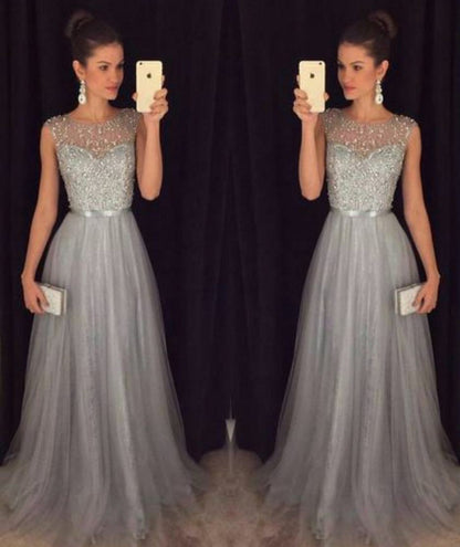 Chiffon Sleeveless Sequined Evening Wedding Dress