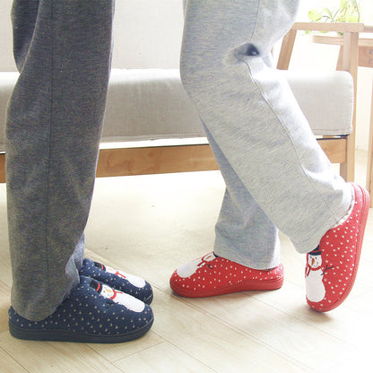 New Winter Christmas Snowman Couple Cotton Slippers Knitted