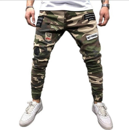 Men's Jeans Badge Stretch Slim Fit Camouflage Skinny Pants - Glamour Gale