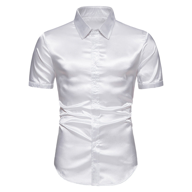 Men's Glossy Non-ironing Shirt Short Sleeve