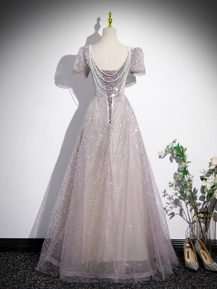 Silver Women's V-neck French Princess Dress