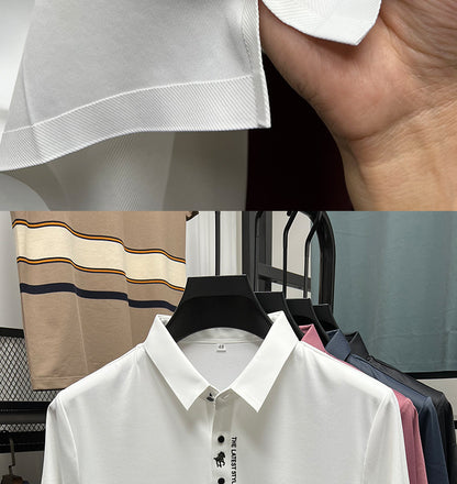 Polo Shirt Business Casual Seamless Ice Silk Lapel Short Sleeve