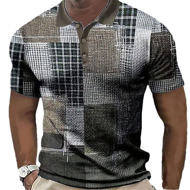 Men's Polo Golf Shirt Outdoor Casual 3D Color Matching Geometric Print - Glamour Gale