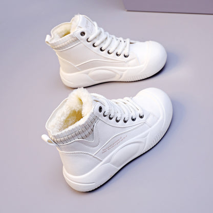 Women's Autumn And Winter Fleece-lined High-top Casual Shoes