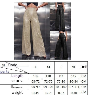 Polyester European And American Fashion Women's Wear Sequined Nightclub Trousers