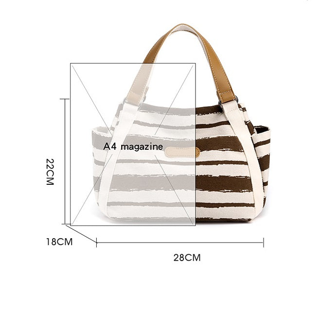 Outdoor Fashion Canvas Large Capacity Striped One-shoulder Storage Handbag