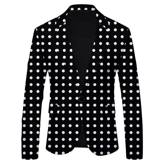 Men's Polka Dot Printed Casual Suit Jacket