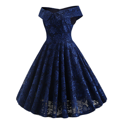 One-shoulder foreign trade women's lace dress