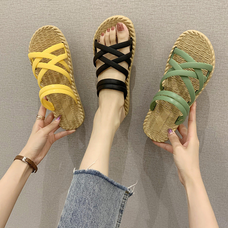 New Style Sandals Women Summer Flat Sandals And Slippers Thick Bottom Beach Women