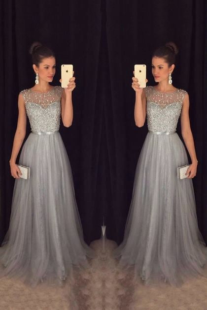 Chiffon Sleeveless Sequined Evening Wedding Dress