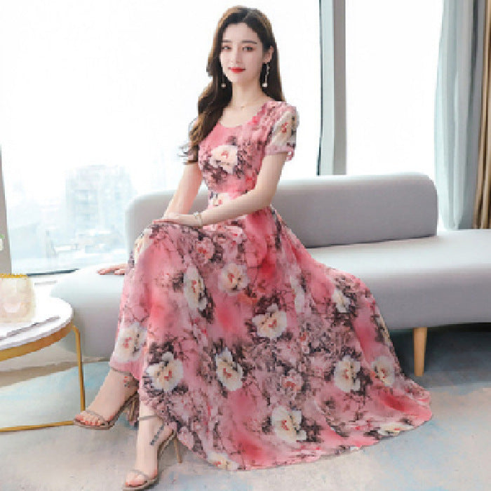 Korean Style Printed Summer Middle-aged Female Dress