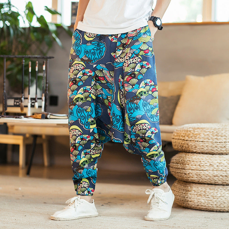 Chinese Style Printed Casual Pants Men Loose - Glamour Gale