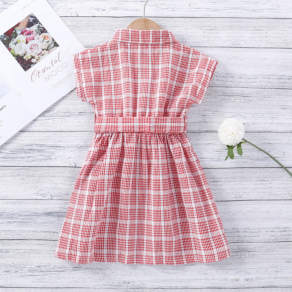 Girls' Plaid Fashion Personality Western Princess Dress