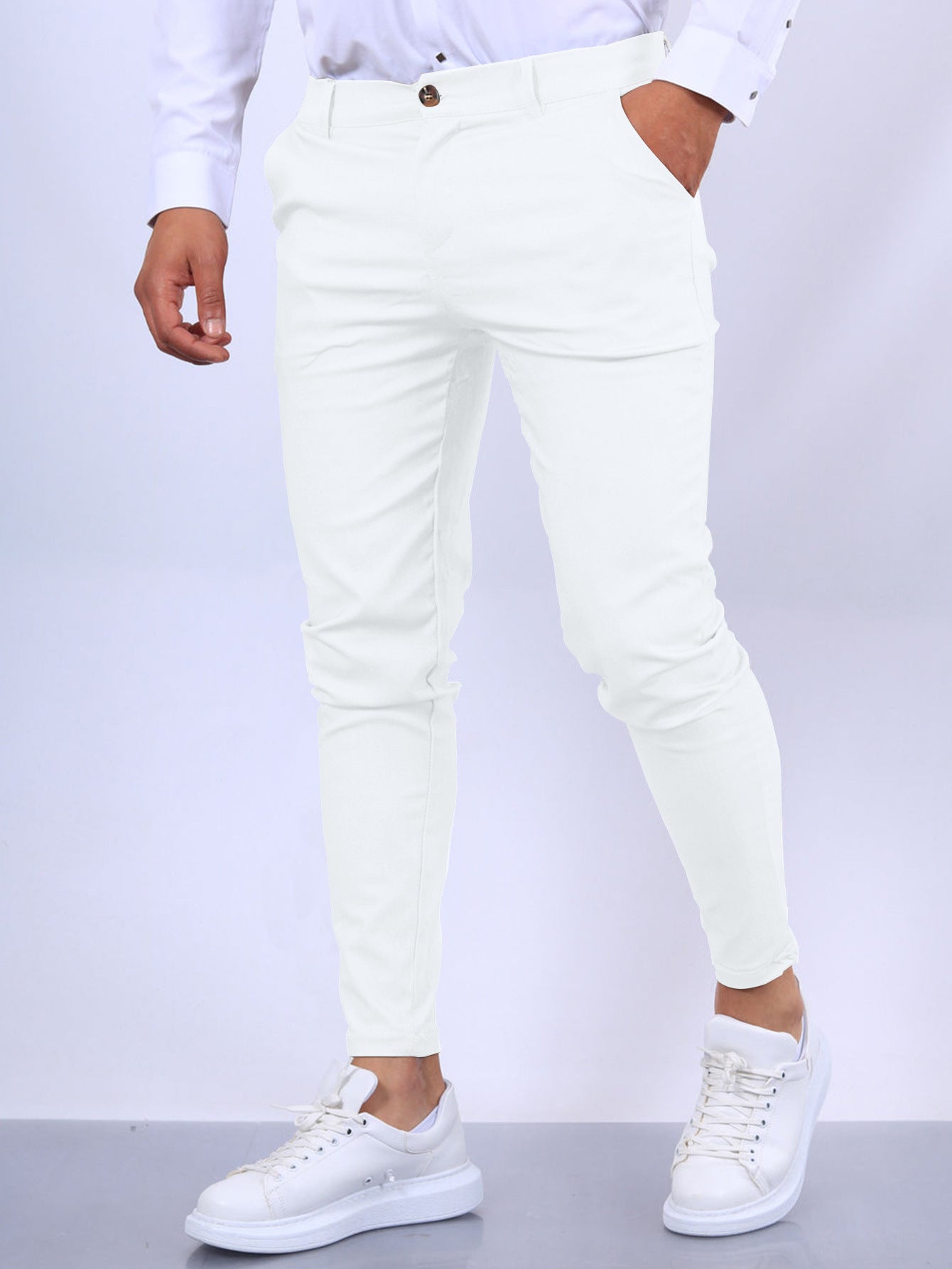 European And American Solid Color Textured Casual Tappered Pants - Glamour Gale