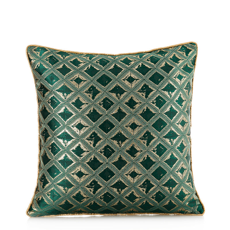 Dark green satin jacquard embracing light luxury pillowcase