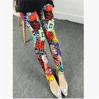 Ladies Casual Thin Printed Stretch Leggings