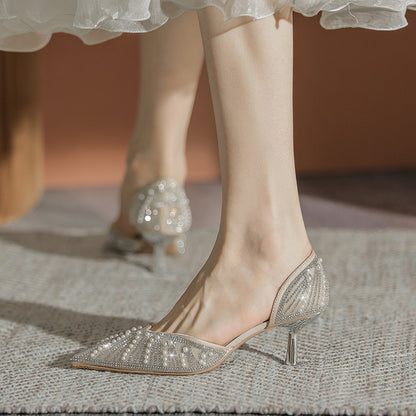 Women's Stiletto Heel Pointed Toe Rhinestone Pearl Shoes