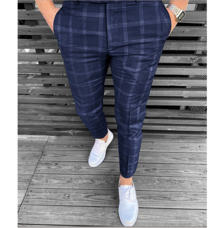 Men's Plaid Striped Business Casual Pants