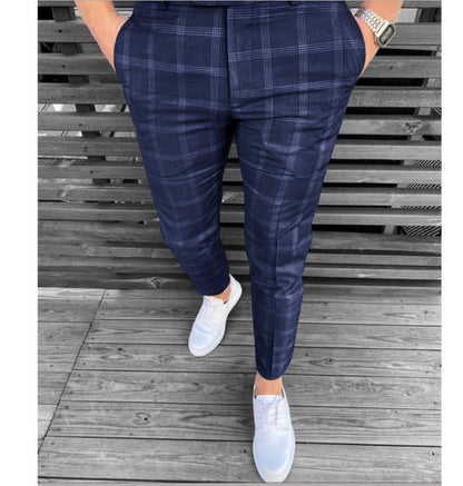 Men's Plaid Striped Business Casual Pants