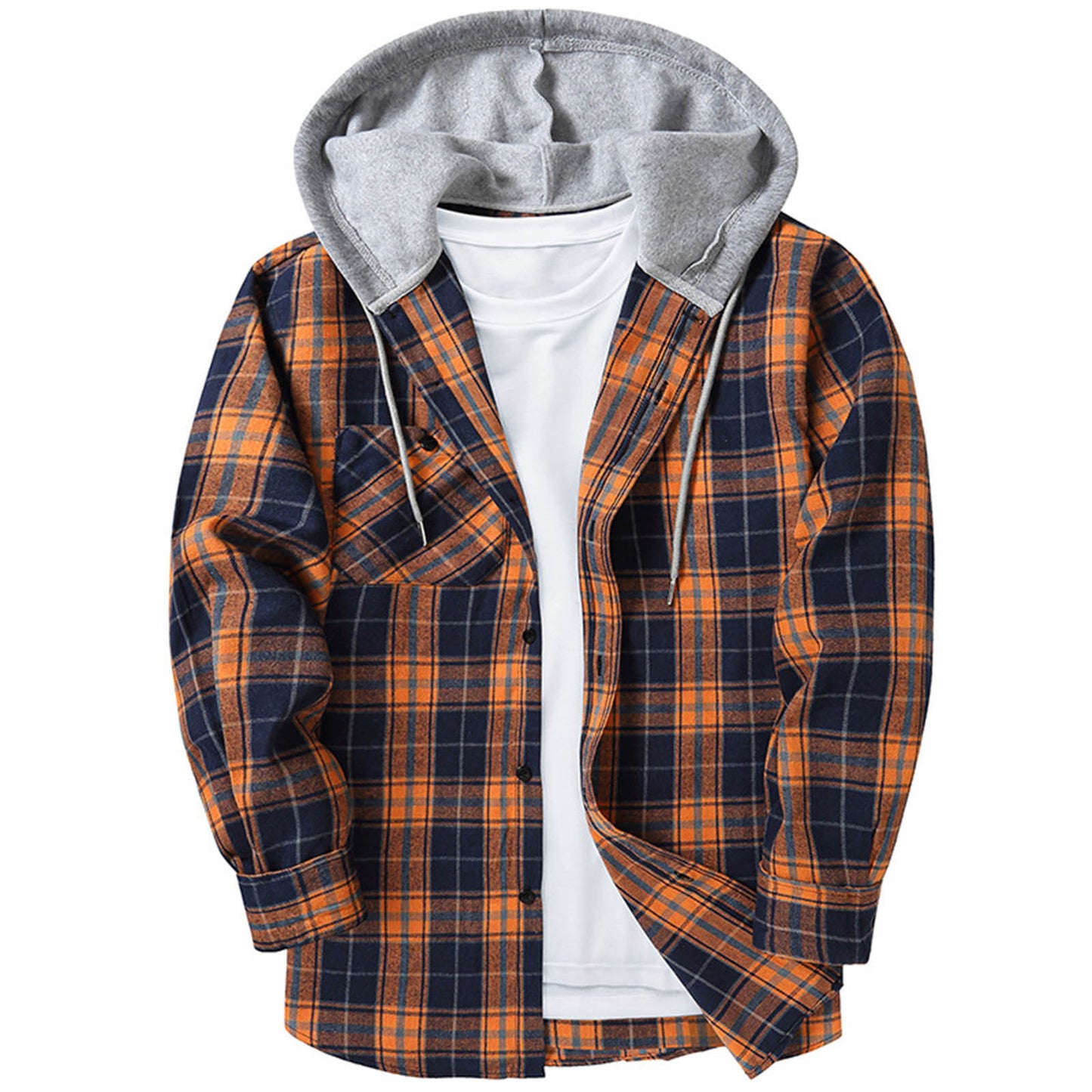 Hooded Plaid Shirt Men's Casual - Glamour Gale