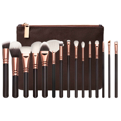 GG - 15 Makeup Brush With Bag  Rose Gold Makeup Brush Multi-function Makeup Tool Set