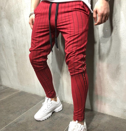 Striped tether jogging men's trousers