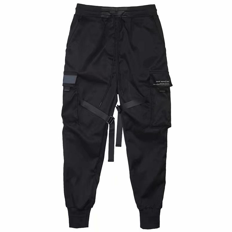 Ribbons Harem Joggers Men Cargo Pants Streetwear Hip Hop Casual Pockets Cotton Track Pants - Glamour Gale