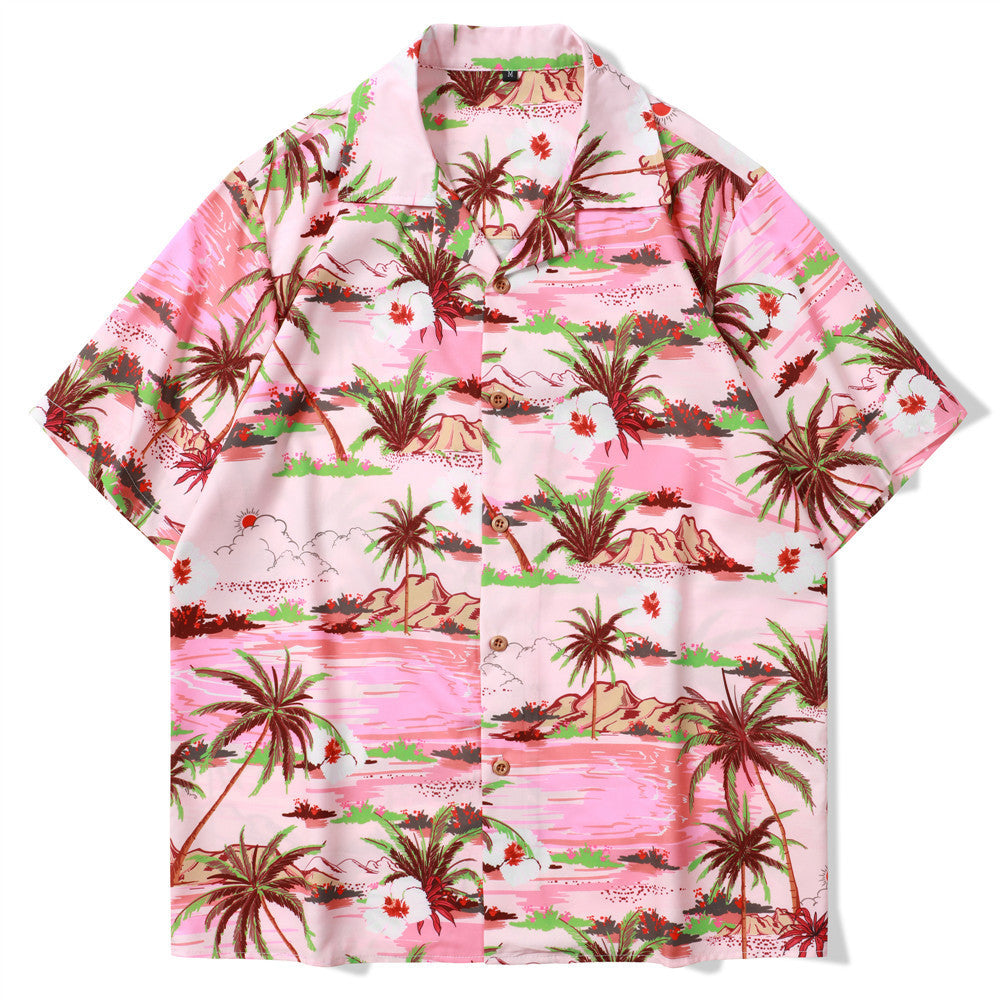 Hawaii Printed Shirt Printed Beach Cardigan Short Sleeve Men And Women