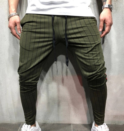 Striped tether jogging men's trousers