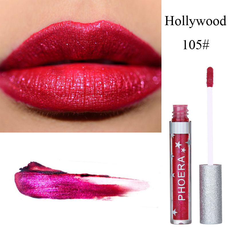 PHOERA - Moisturizing Candy Color Lip Gloss Waterproof Glitter Liquid Lipstick Long Lasting Makeup Lipstick