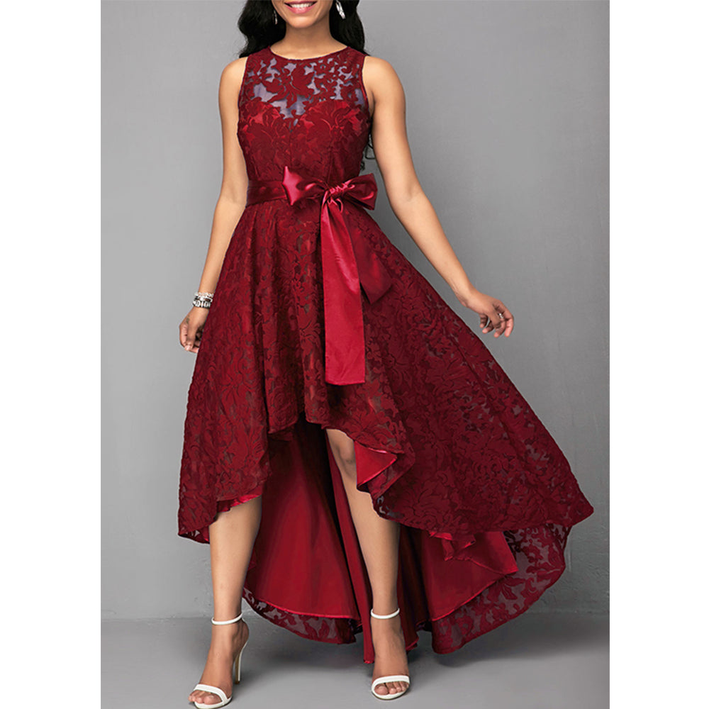 Embossed lace irregular dress