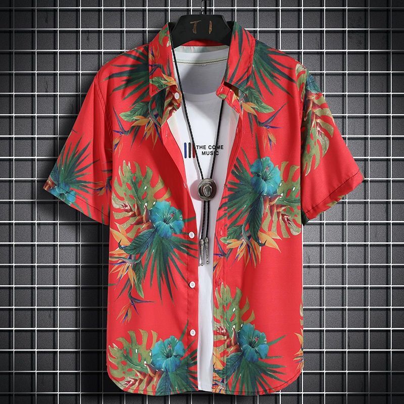 Seaside Vacation Men's Short-sleeved Printed Shirt Quick-drying Top Southeast Asian Style