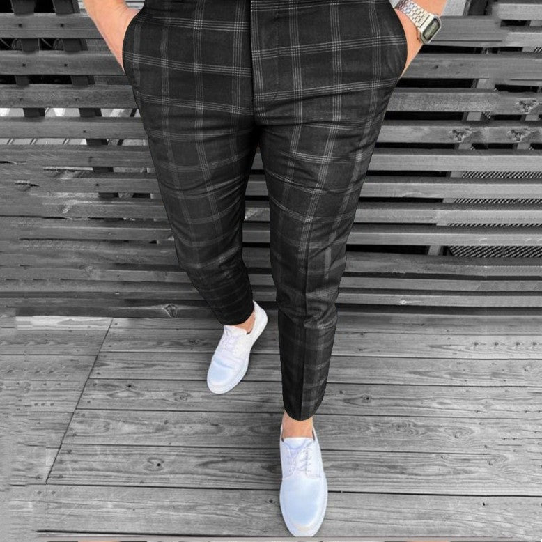 Men's Plaid Striped Business Casual Pants