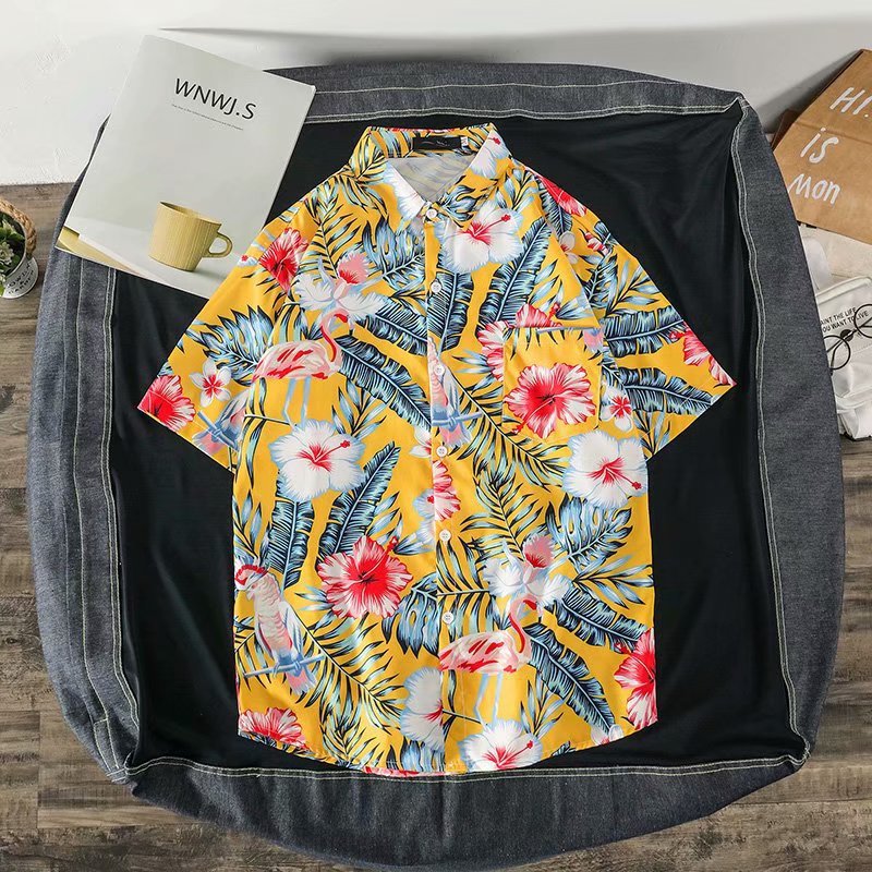 Casual Loose Half Sleeve Shirt Printed Men's Top