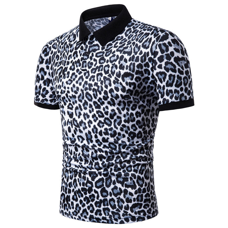 Leopard Print T-shirt Men's Short Sleeve