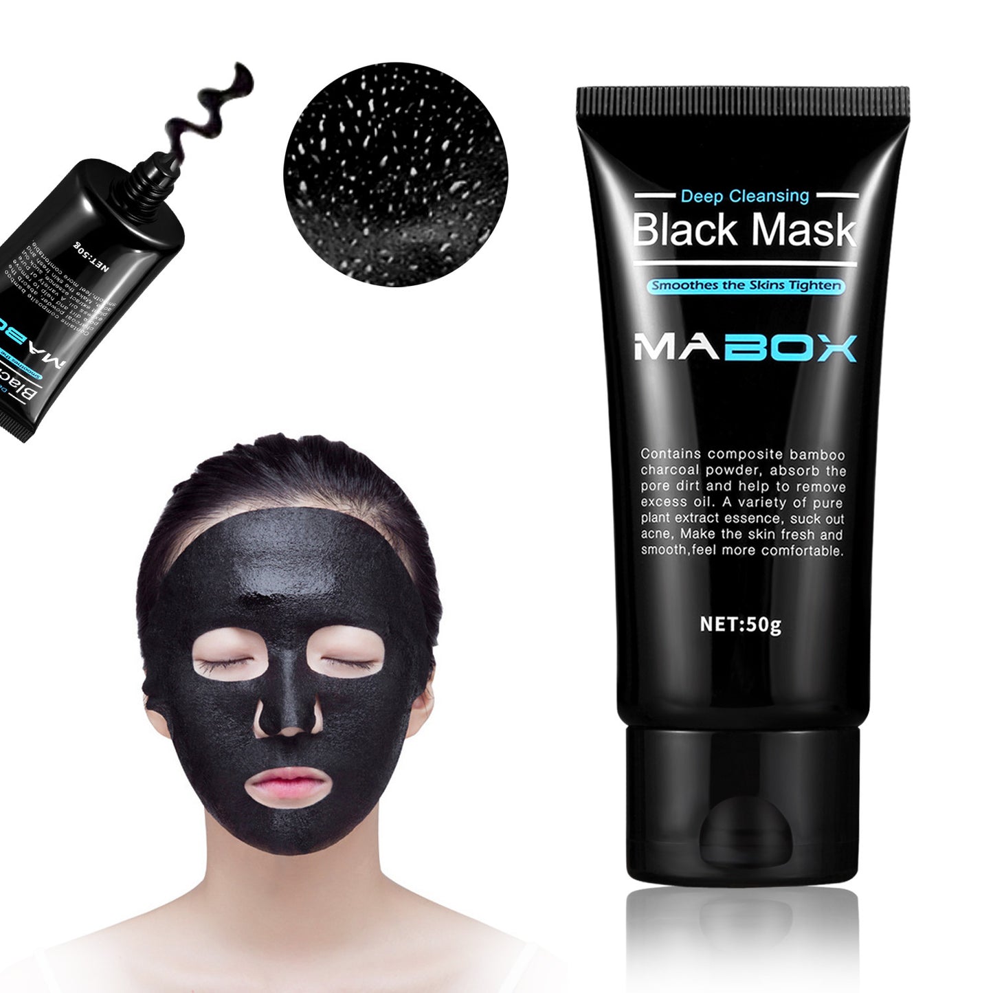 MABOX:  Black Mask Peel Off Bamboo Charcoal Purifying Blackhead Remover Mask Deep Cleansing for AcneScars Blemishes WrinklesFacial