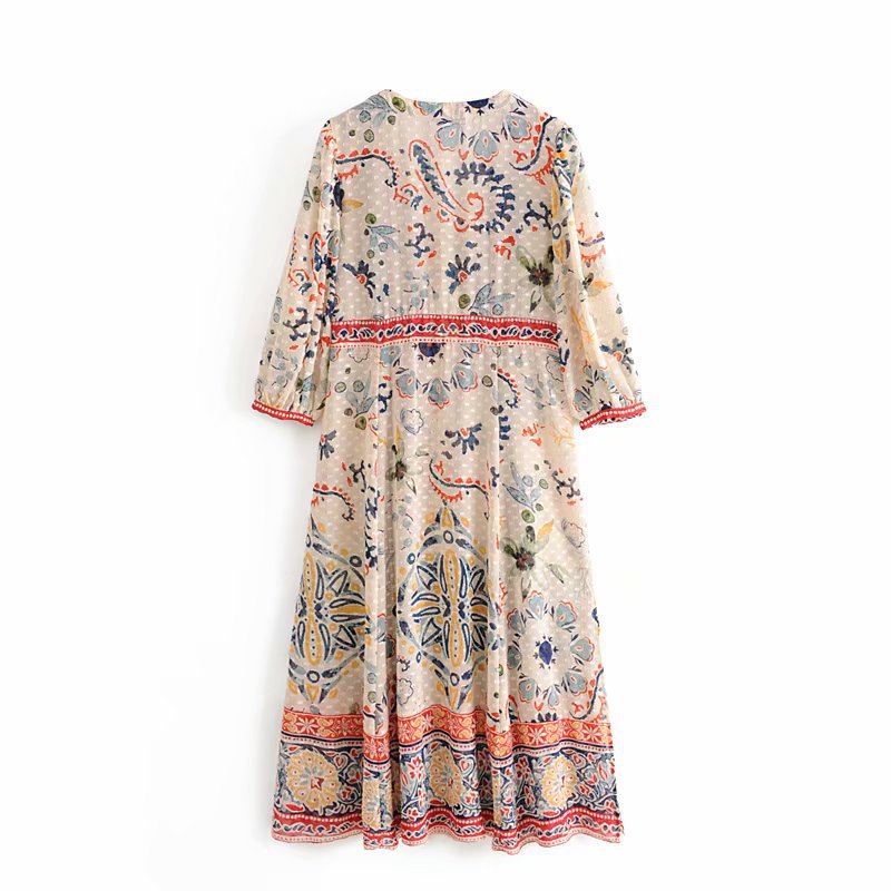 Printed long shirt dress